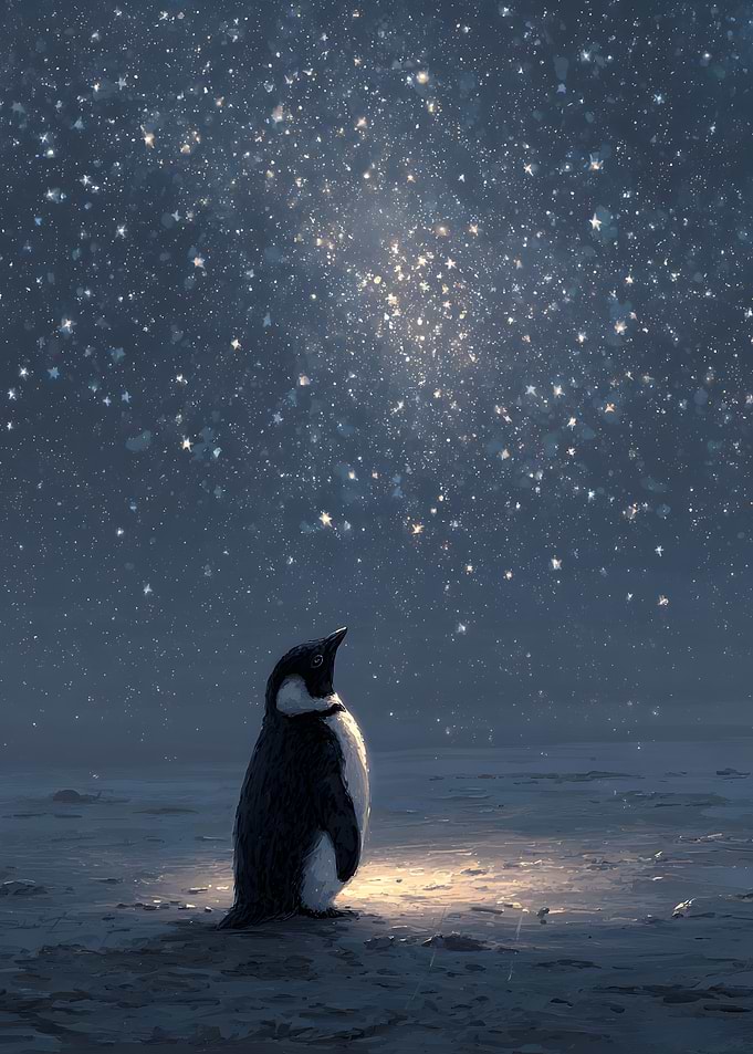 Penguin Gazing at Stars
