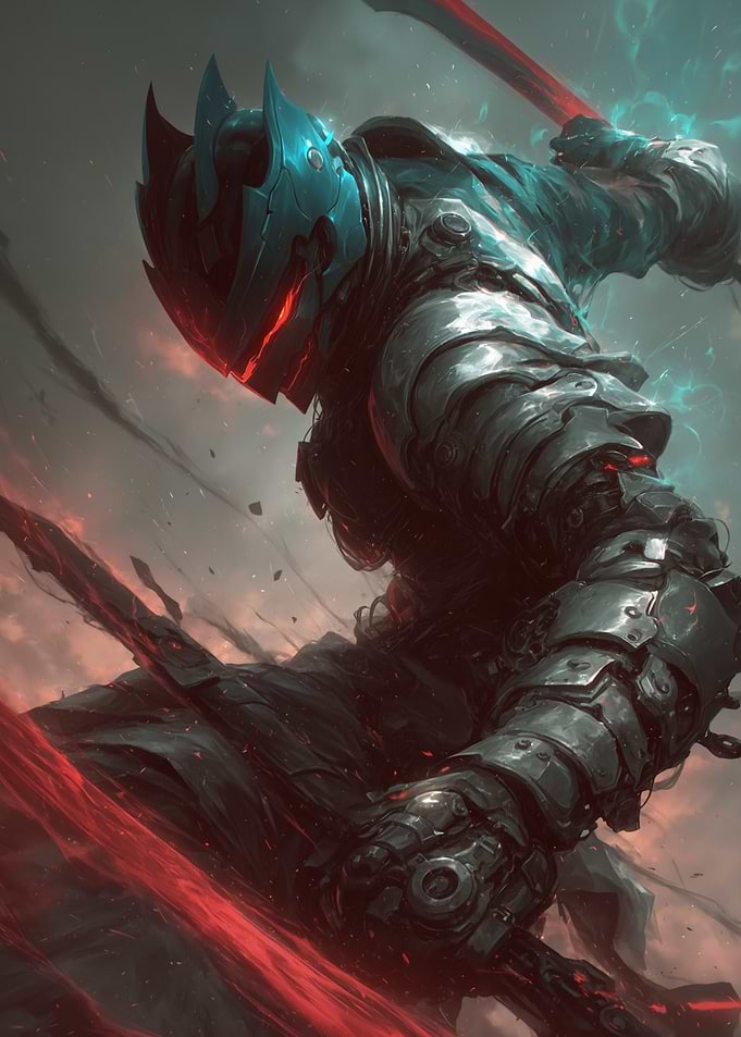 Cyberpunk Warrior with Swords