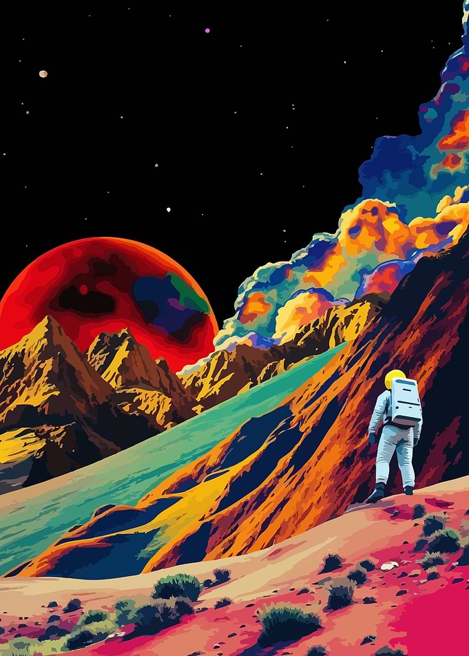 Astronaut on Alien Planet Landscape