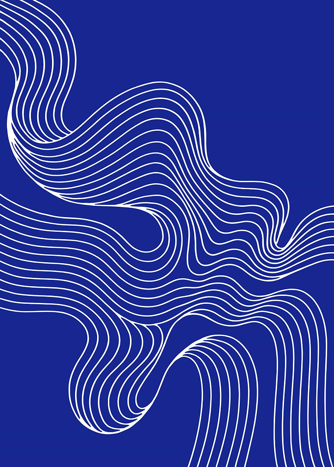 Abstract White Lines on Blue Background
