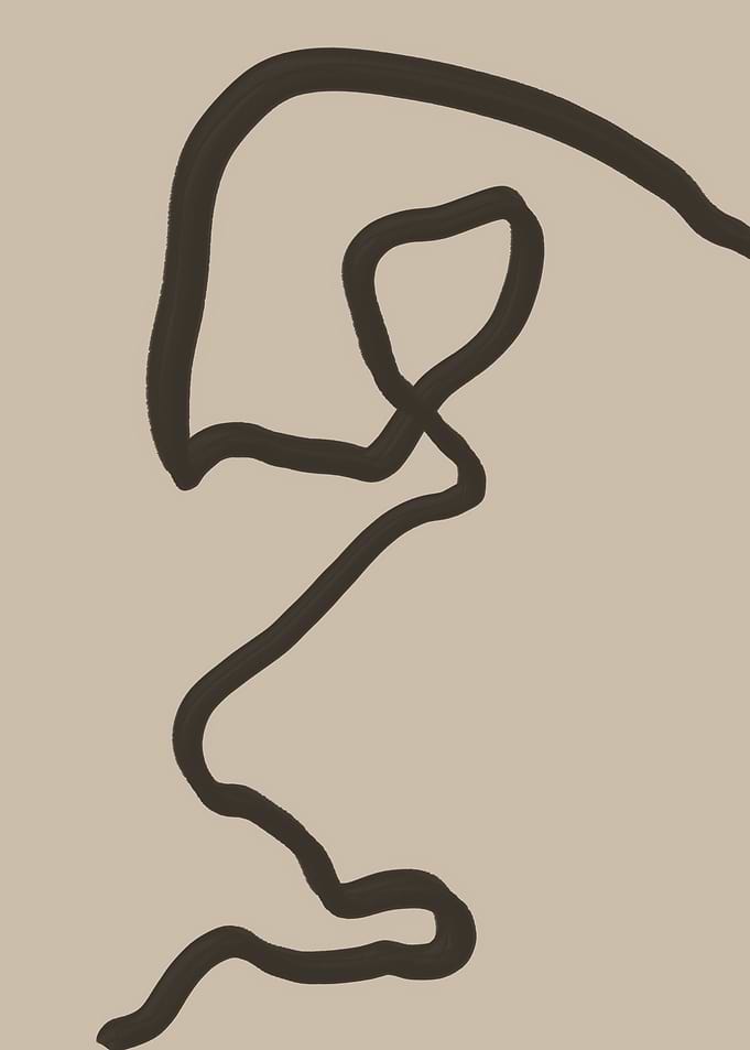 Abstract Line Art on Beige Background
