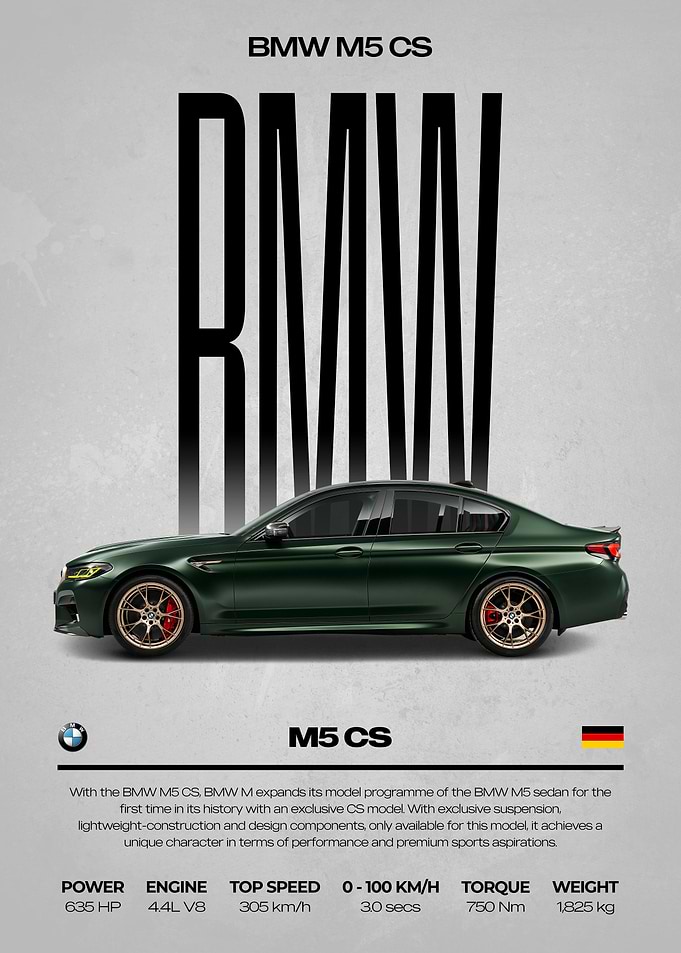 BMW M5 CS Car Poster