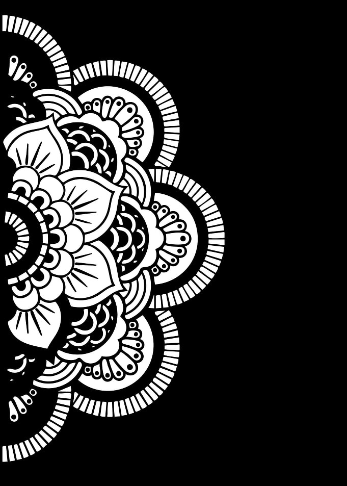 Black and White Floral Mandala Design