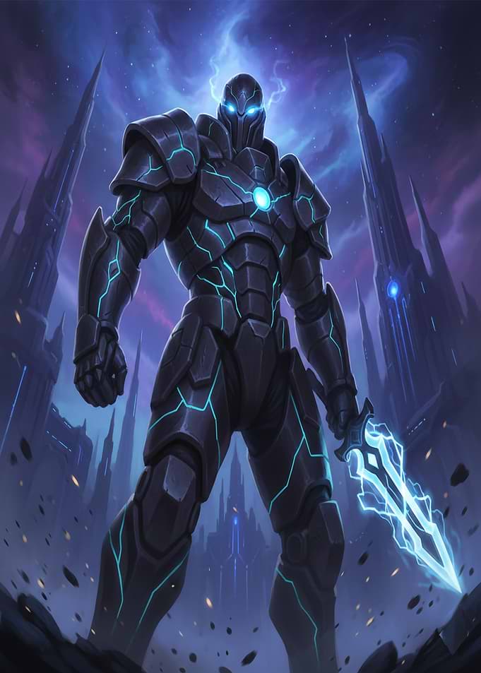 Armored Warrior with Electric Sword