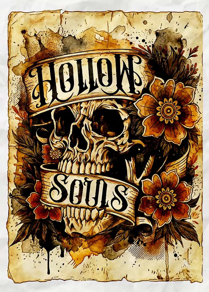 Hollow Souls Skull Floral Art