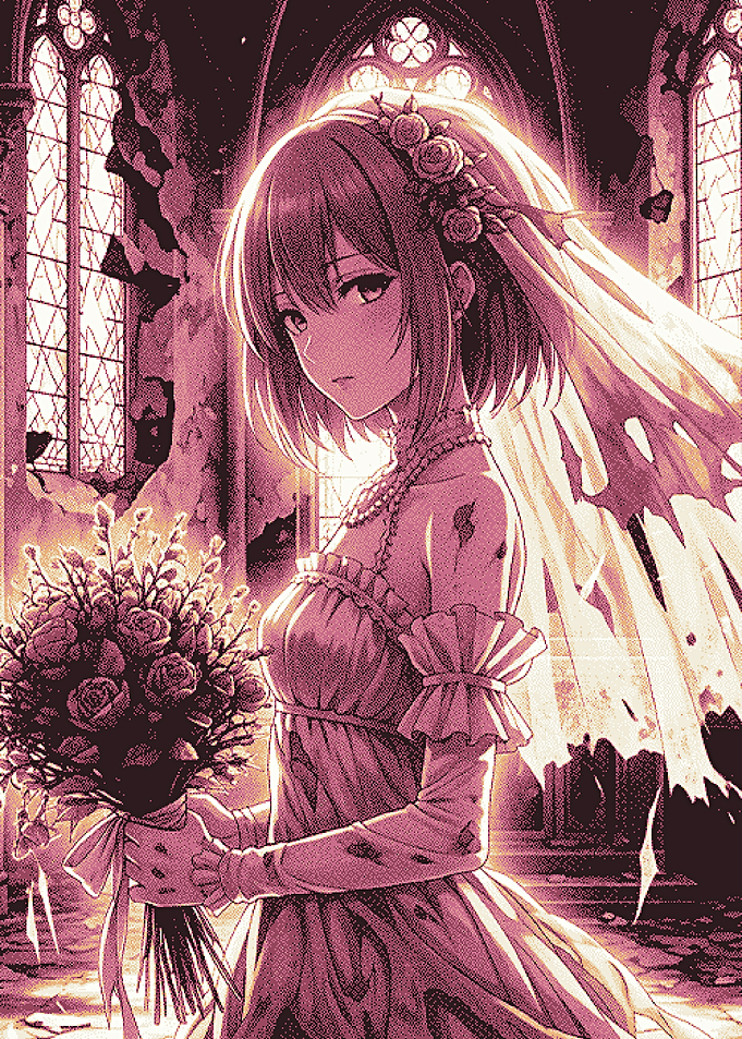 Anime Bride in Ruined Church