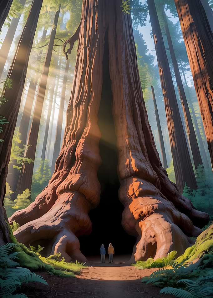 Giant Sequoia Tree with People