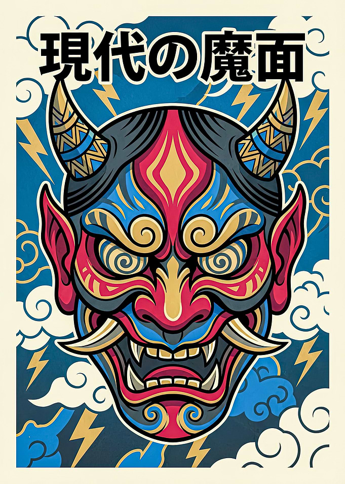 Japanese Oni Mask Illustration