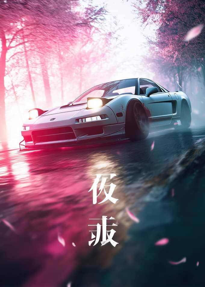 Honda NSX in Cherry Blossom Setting