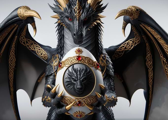 Dragon Holding Jeweled Egg