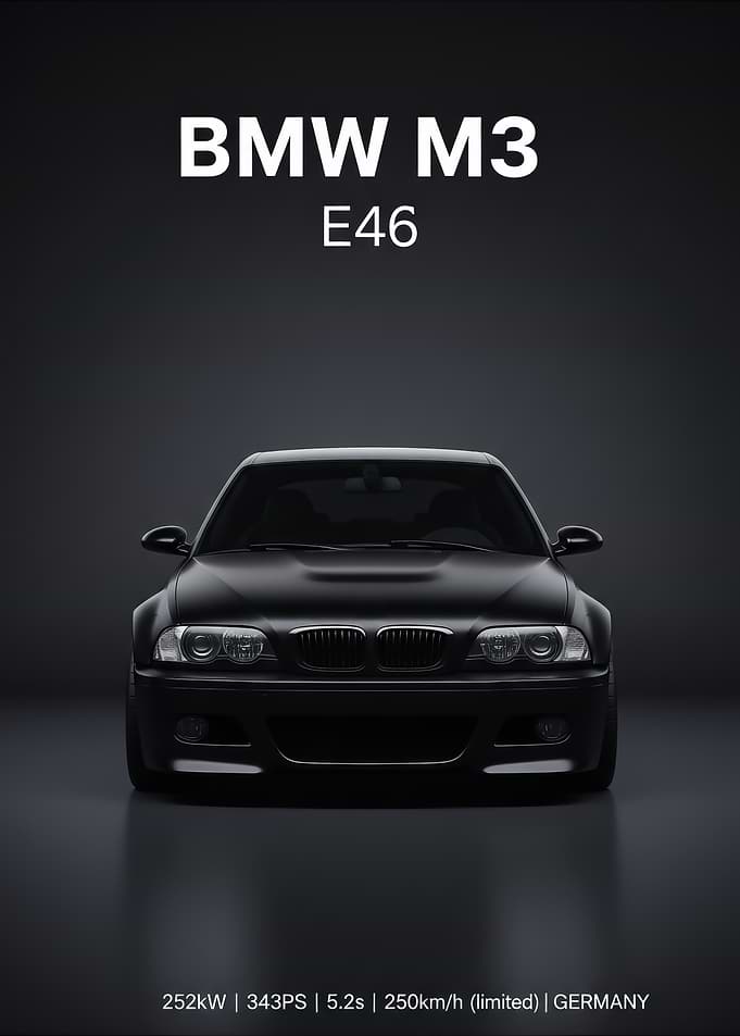 black BMW M3 E46 Front View