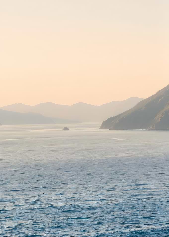 Serene Coastal Landscape at Sunset