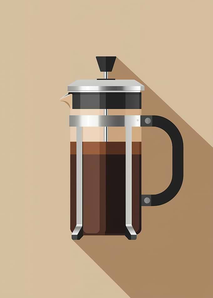 French Press Coffee Maker Illustration