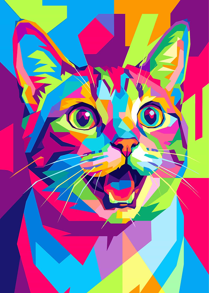Colorful Pop Art Cat Portrait