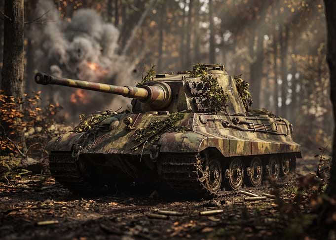 Camouflaged Tank in Forest Ambush