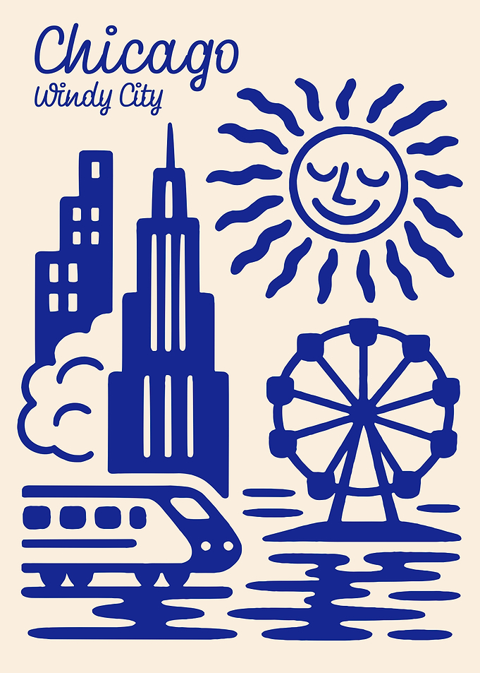 Chicago Windy City Blue Illustration