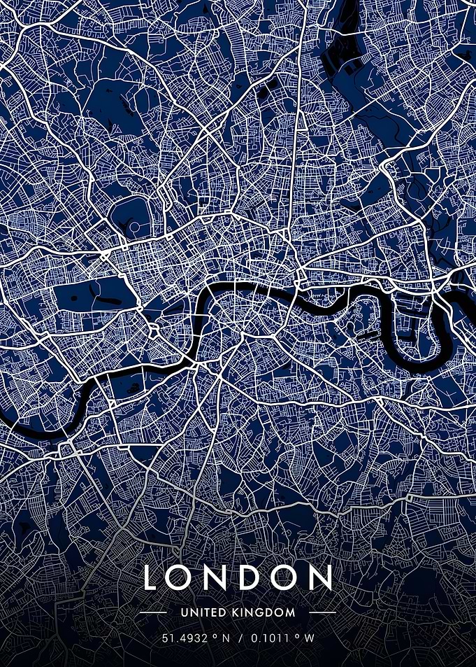 London City Map - Dark Blue