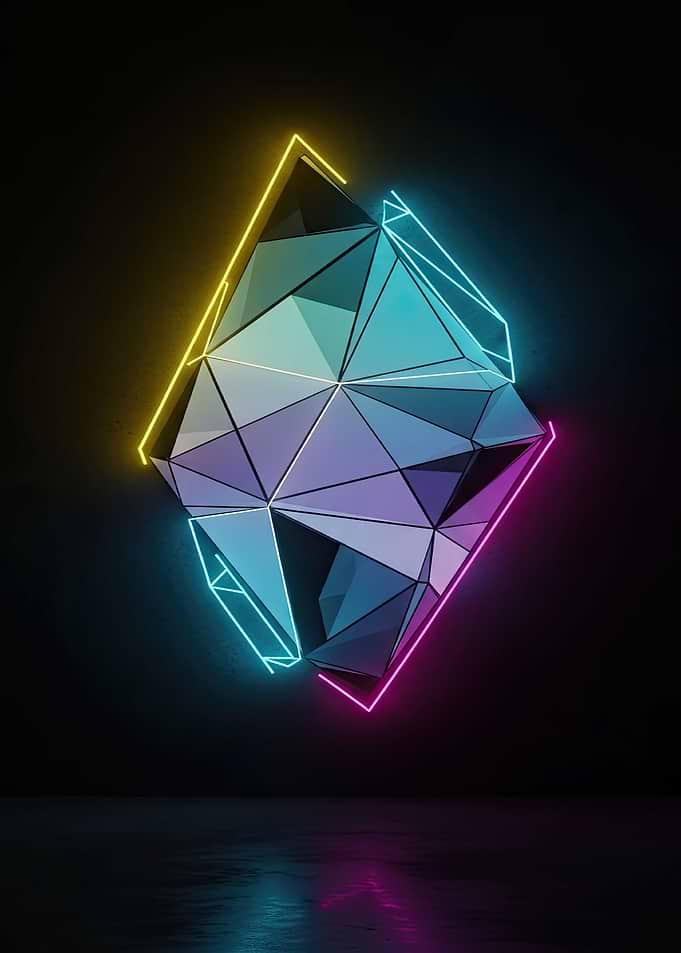 Abstract Neon Geometric Shape on Black