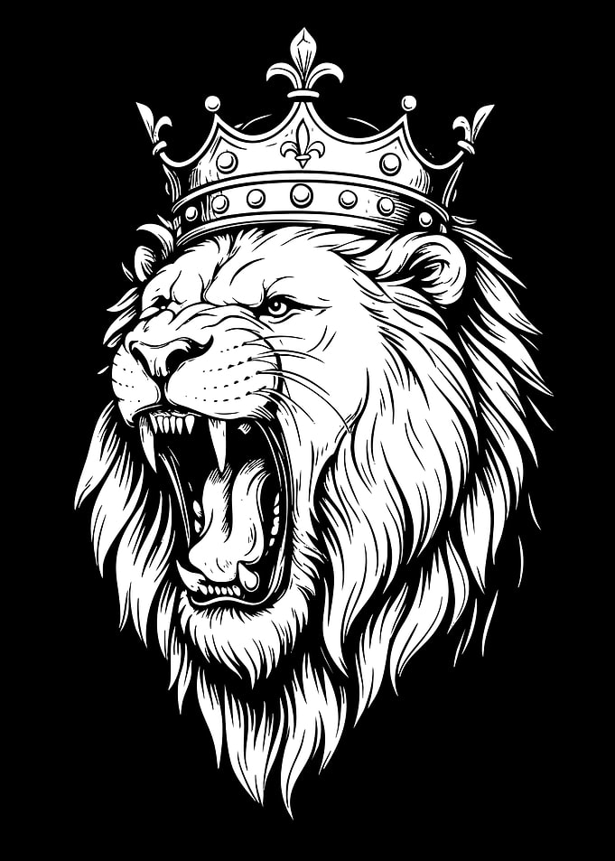 Lion King Roaring Black and White