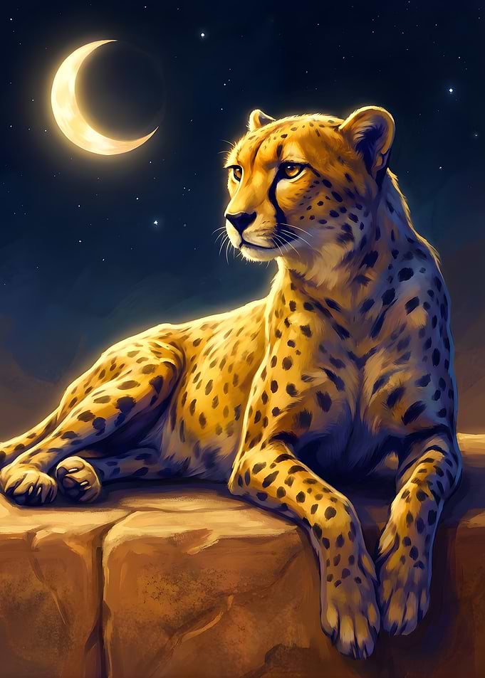 Cheetah under the moonlight