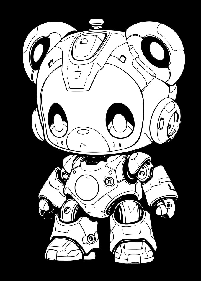 Robotic Bear Line Art