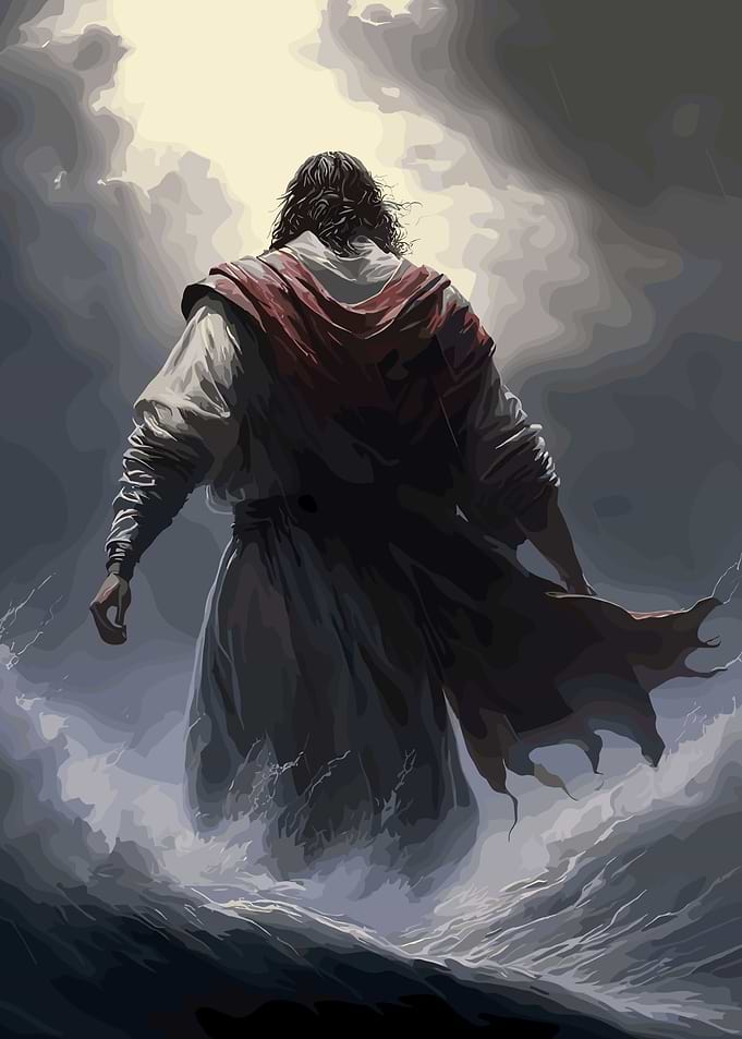 Jesus walking on water illustration