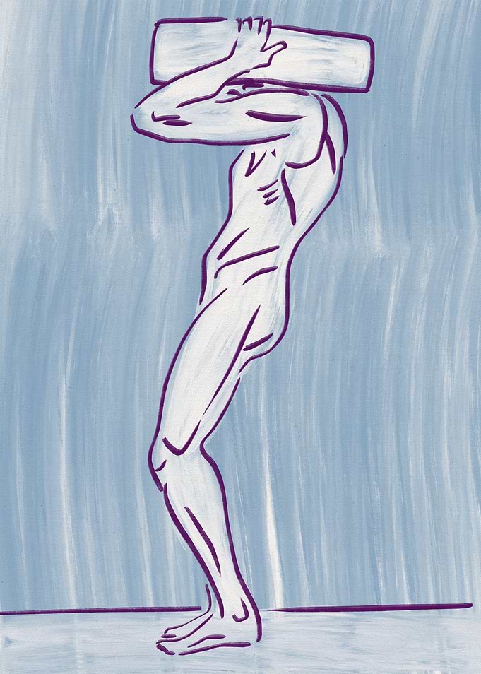 Man Carrying Weight Sketch Illustration