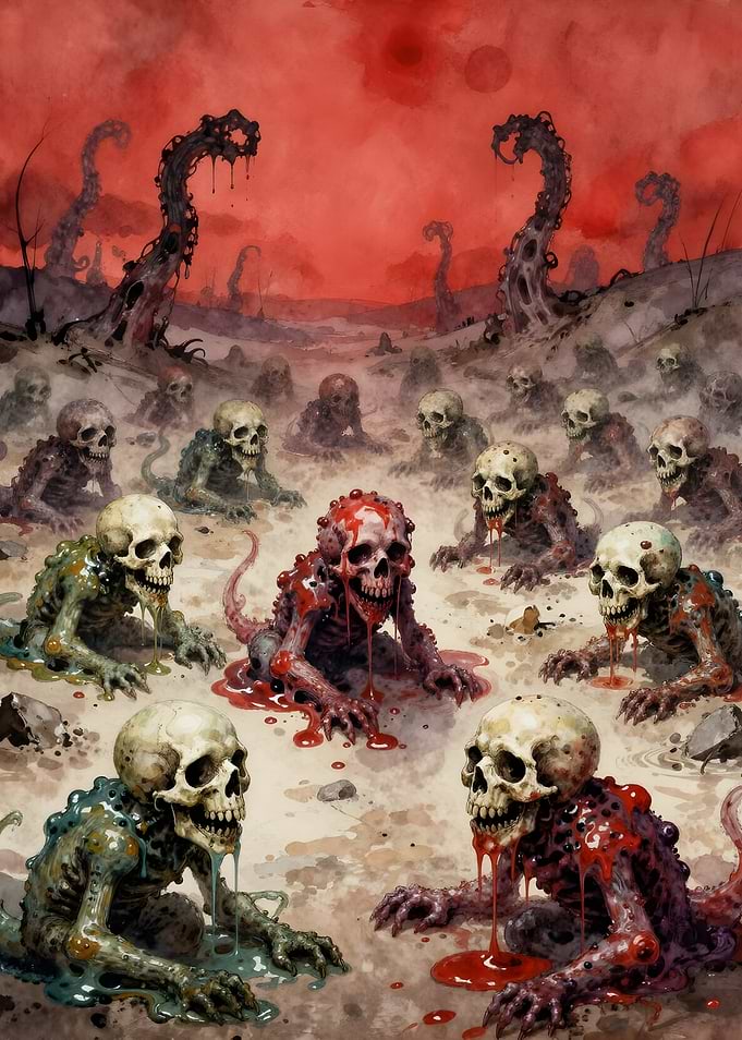 Horror Landscape with Skeletal Figures