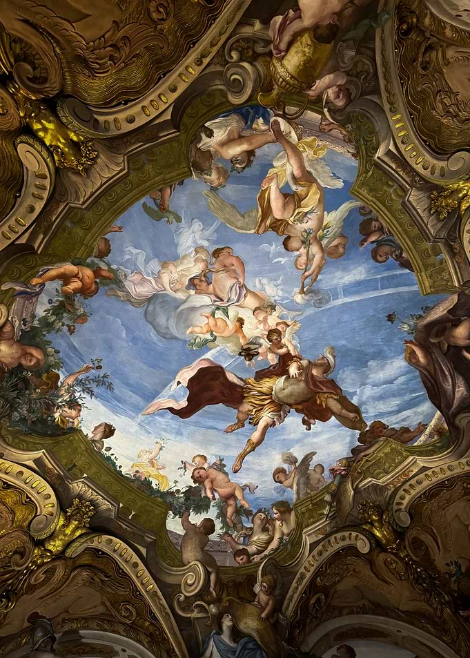 Ornate Ceiling Painting with Mythological Figures