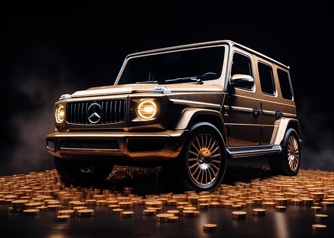 Golden Mercedes on Coins