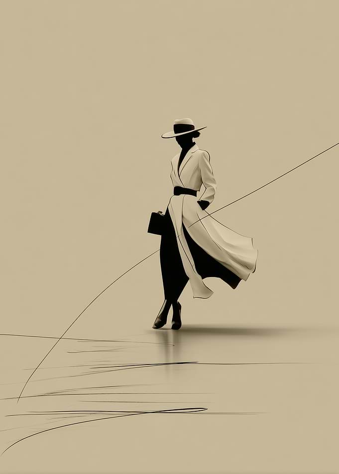 Elegant Woman in Coat and Hat