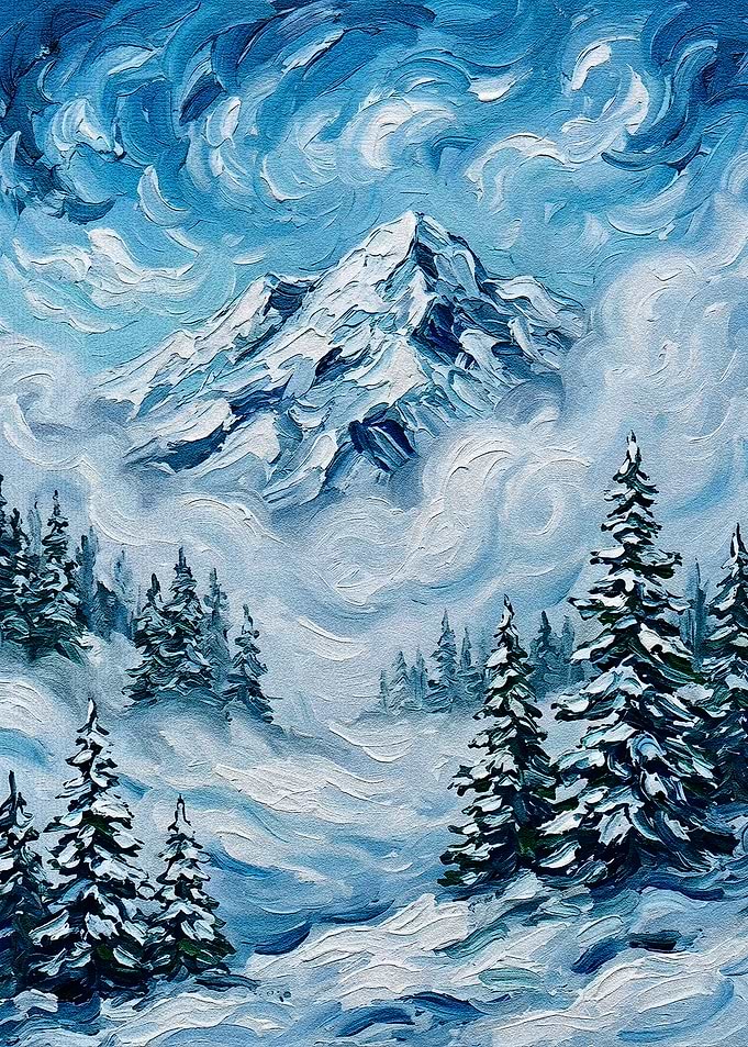 Winter Mountain Landscape Painting