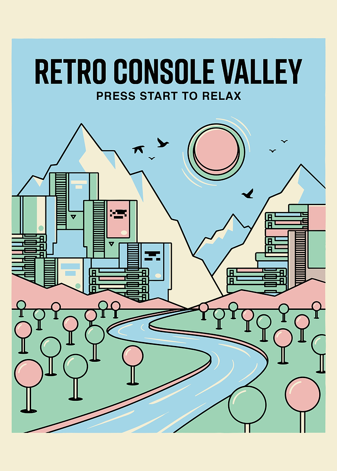 Retro Console Valley Illustration