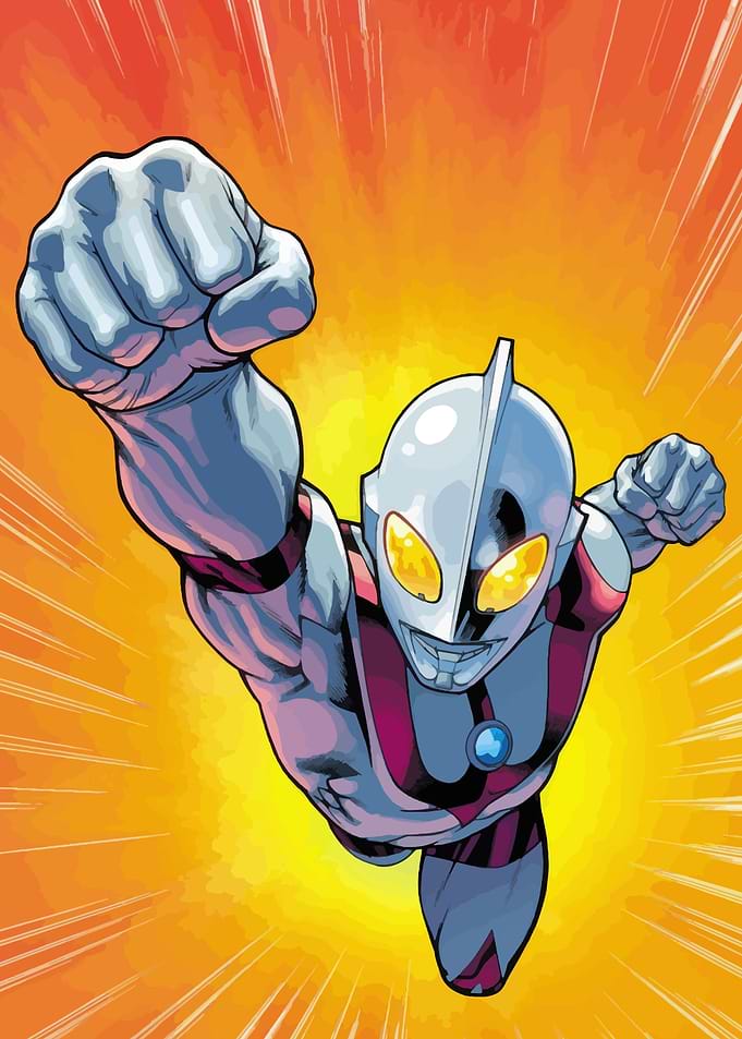 Ultraman flying in action pose