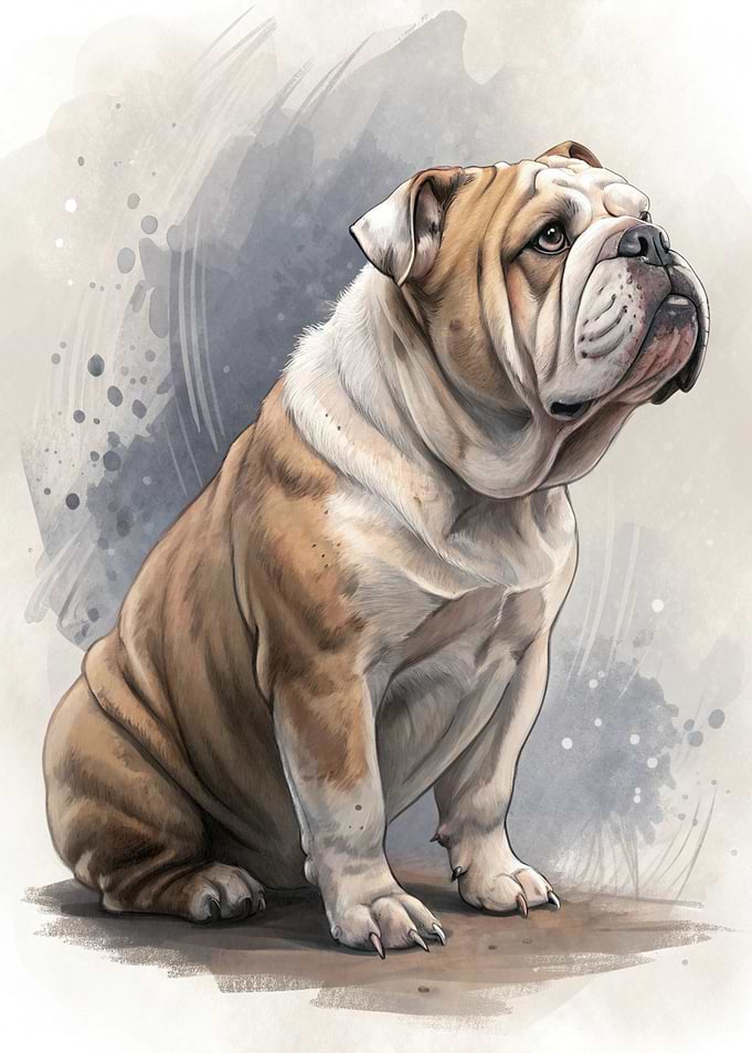 Watercolor Bulldog Portrait