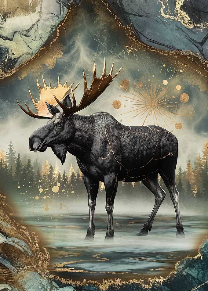 Majestic Moose in Forest Landscape