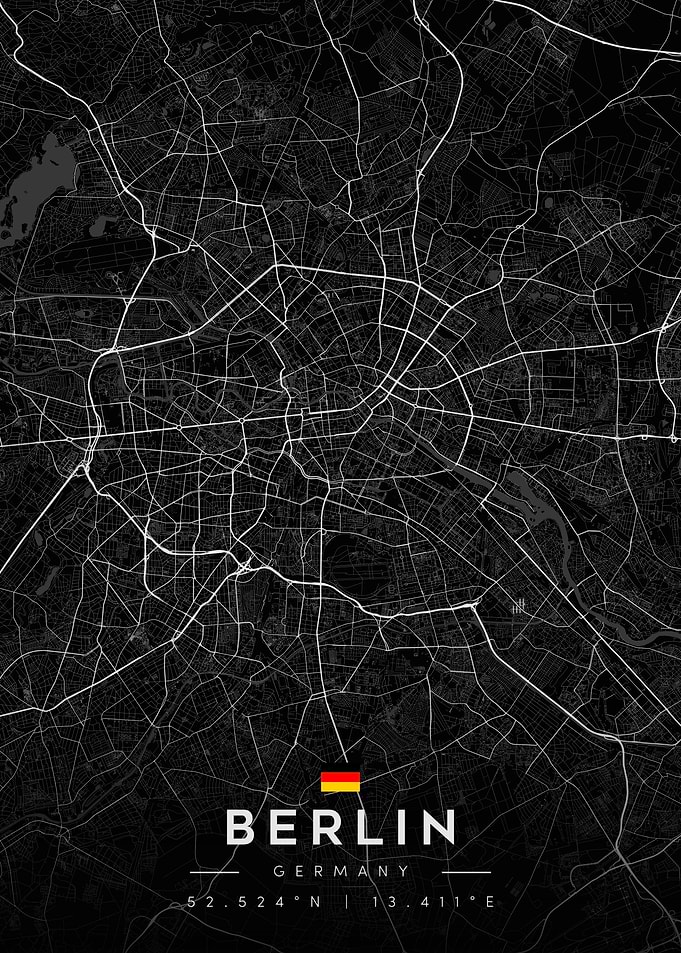 Berlin City Map - Black and White