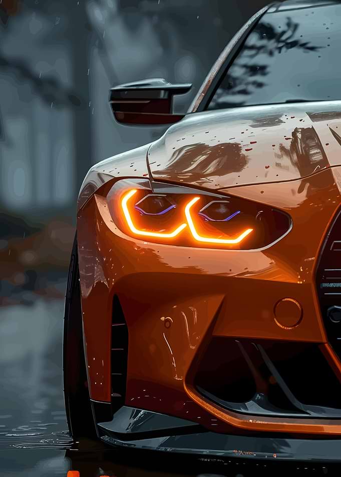 Orange Car Headlight Close-Up