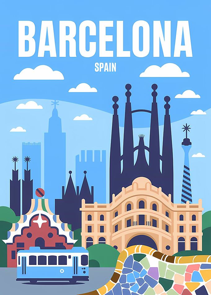 Barcelona, Spain Travel Poster