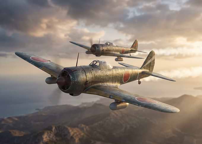 Two Japanese Planes Flying in Formation