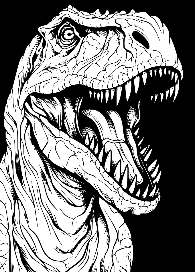 Tyrannosaurus Rex Black and White Illustration