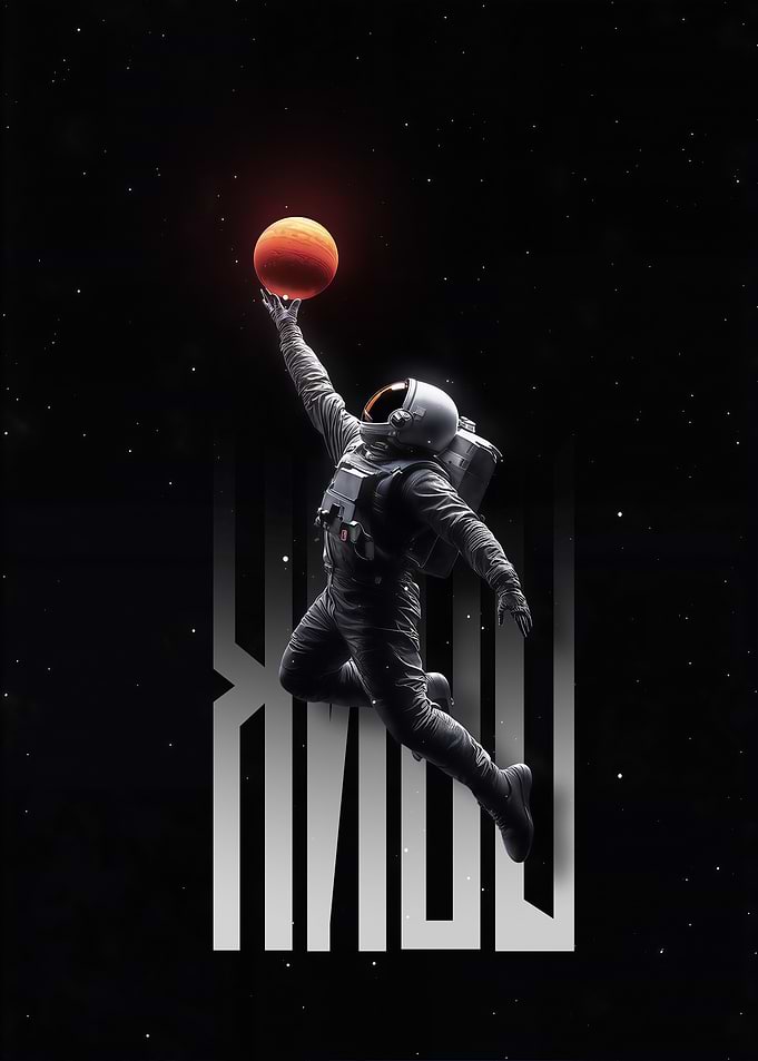 Astronaut Dunking Planet in Space