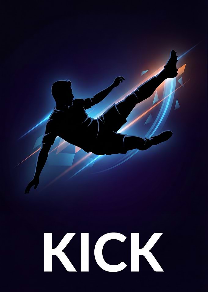 Soccer Kick Silhouette with Energy Trails