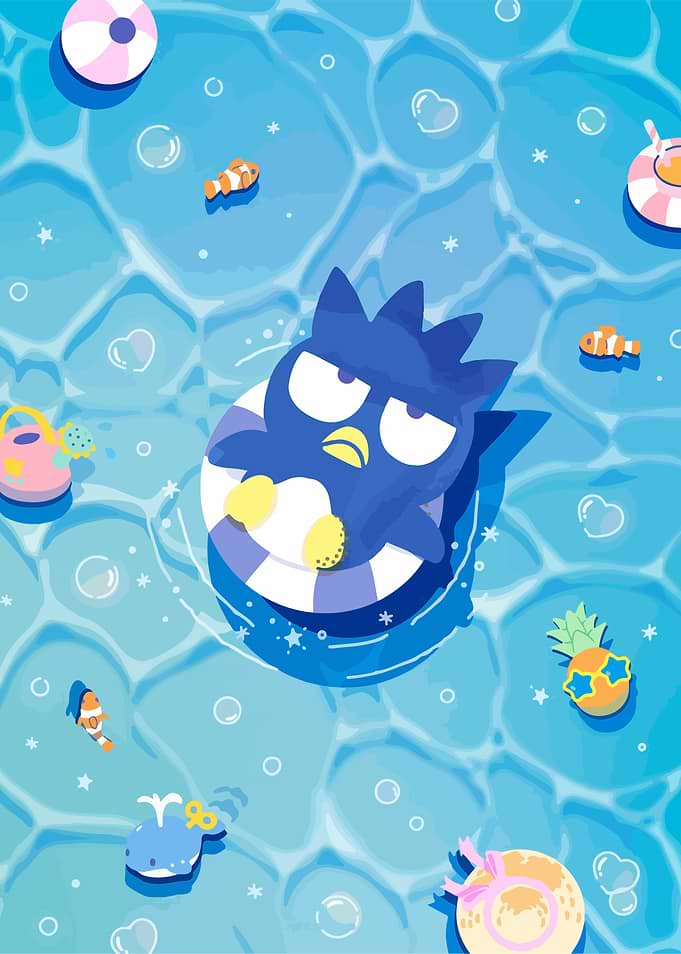 Badtz-Maru Relaxing in the Pool