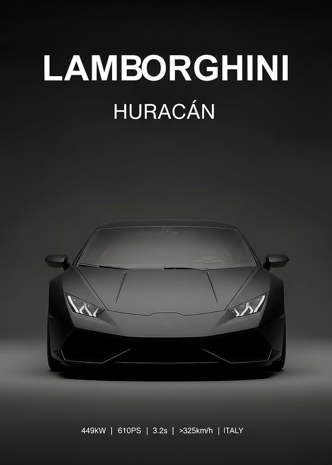 black Lamborghini Huracan car poster