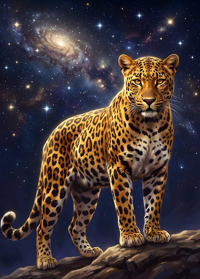 Leopard under the stars