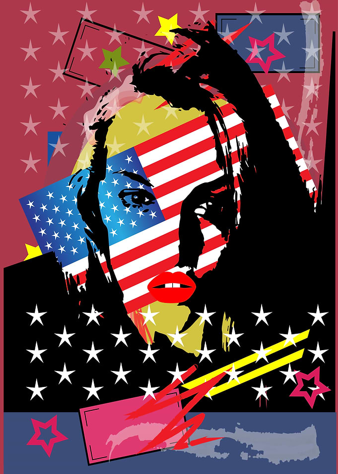 American Flag Woman Pop Art