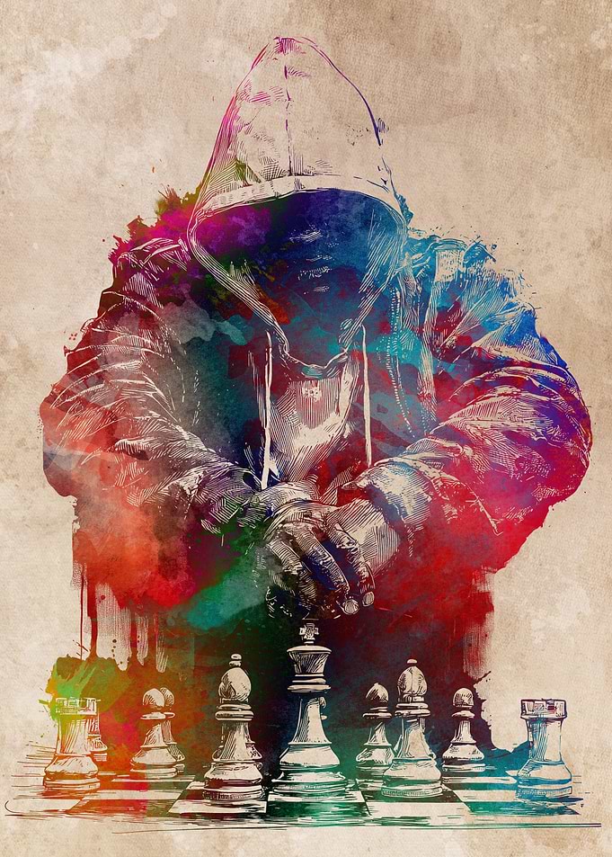 Chess Player Watercolor Art