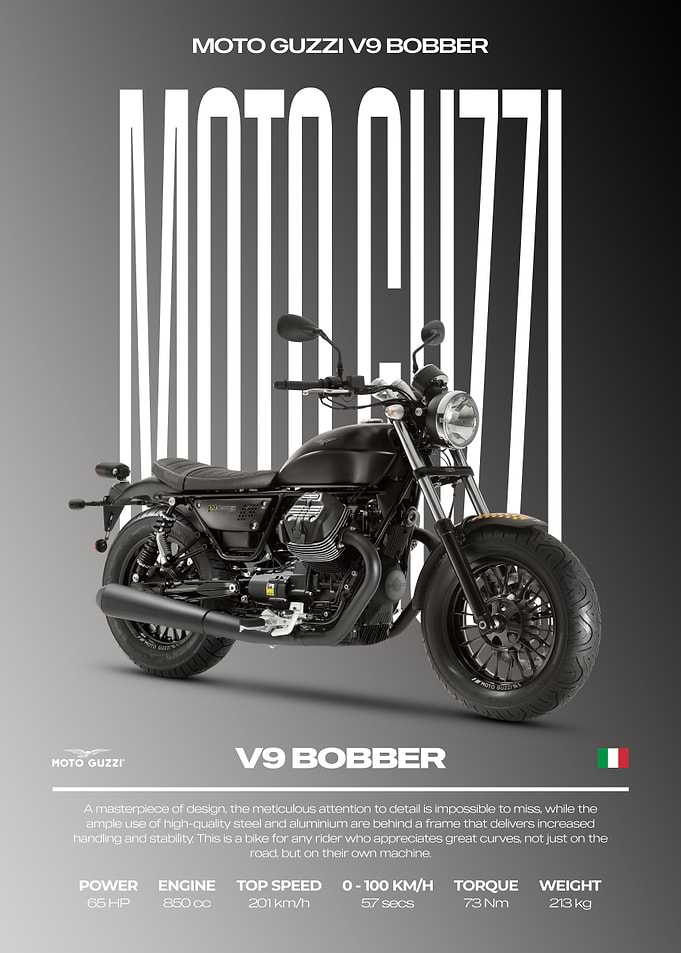Moto Guzzi V9 Bobber Motorcycle Poster