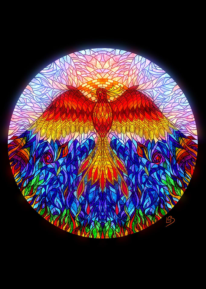 Phoenix Stained Glass Circle